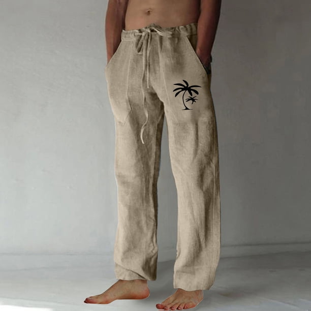 Puntoco Pantalones casuales largos para hombre, pantalones casuales con estampado de moda para hombre, cintura elástica con bolsillos, pantalones deportivos