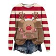 thumbnail image 6 of Towmus Christmas Tops for Women Cute Elk Printed Women Casual Long Sleeve Round Neck Sweatshirt Pullover, 6 of 7