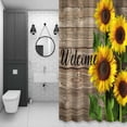 thumbnail image 4 of Yellow Sunflowers Shower Curtain for Bathroom Decor, Welcome Brown Wood Striped Countryside Waterproof Fabric Shower Curtain, 36"x72" Set with 12 Hooks, 4 of 9