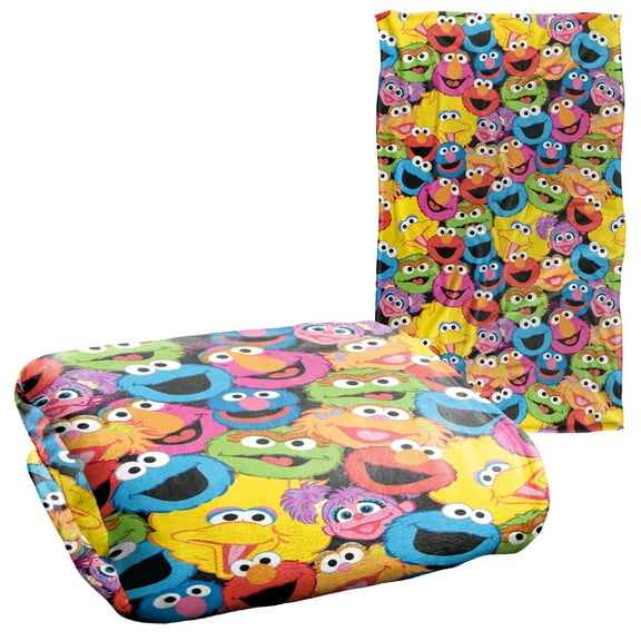 Sesame Street Character Head Collage Officially Licensed Silky Touch Super Soft Throw Blanket 36" x 58"
