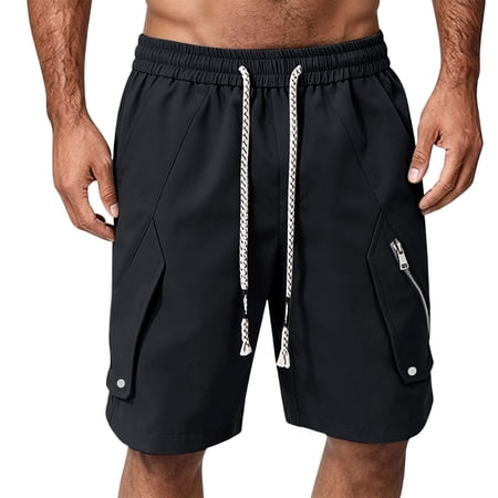 VV AVEORS Plus Size Cargo Shorts For Men Elastic Waist Stretch Work Shorts Relaxed Fit Baggy Golf Fishing Hiking Short Multi Pockets Black 2XL