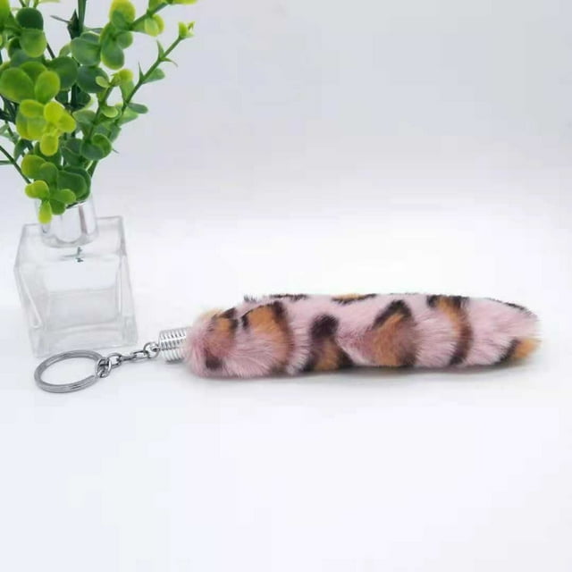 DFC Adorable Animal Furry Tail Keychain Hanger Plushy Tail Unique Key Accessory For Bags Purses Keys