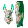 thumbnail image 3 of Gibobby Traje de Baño Sexy Bikini Nuevo traje de baño con borde rosa y tirantes para el hombro, Bikini con falda de gasa multicolor(Verde,M), 3 of 4