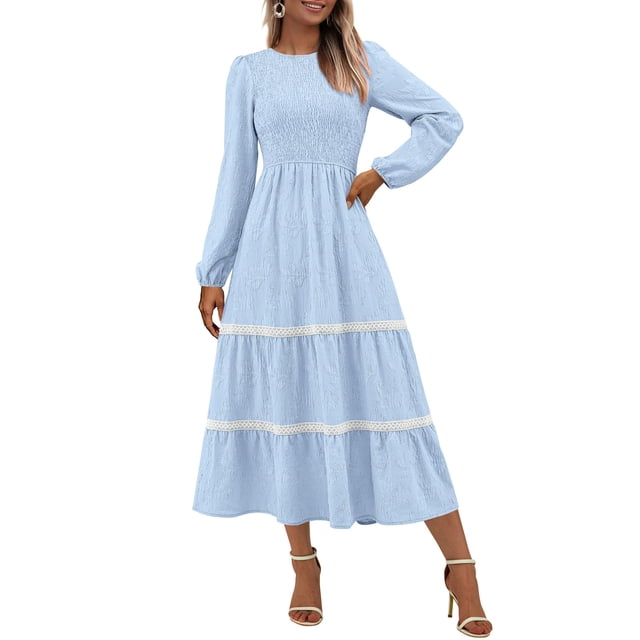 Vestido MIDI PRETTYGARDEN de manga larga para mujer, primavera y otoño