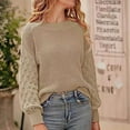 thumbnail image 6 of Itsame Women Knitted Sweater Crew Neck Pullover Sweatershirt Long Sleeves Solid Color Relaxed Sweatshirts Beige Size M, 6 of 7