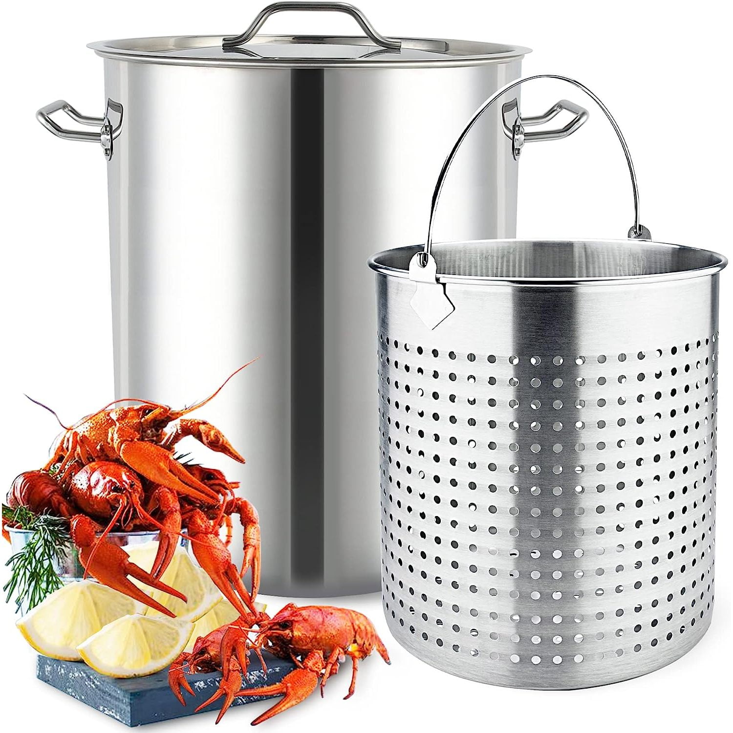 ARC 64QT Stainless Steel Crab Seafood Boil Pot with Basket, Stock Pot