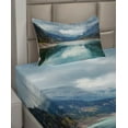thumbnail image 3 of Ambesonne Mountain Fitted & Top Sheet Set with Sham, Alpine Lake Sky Forest, Blue Green Grey, 3 of 5
