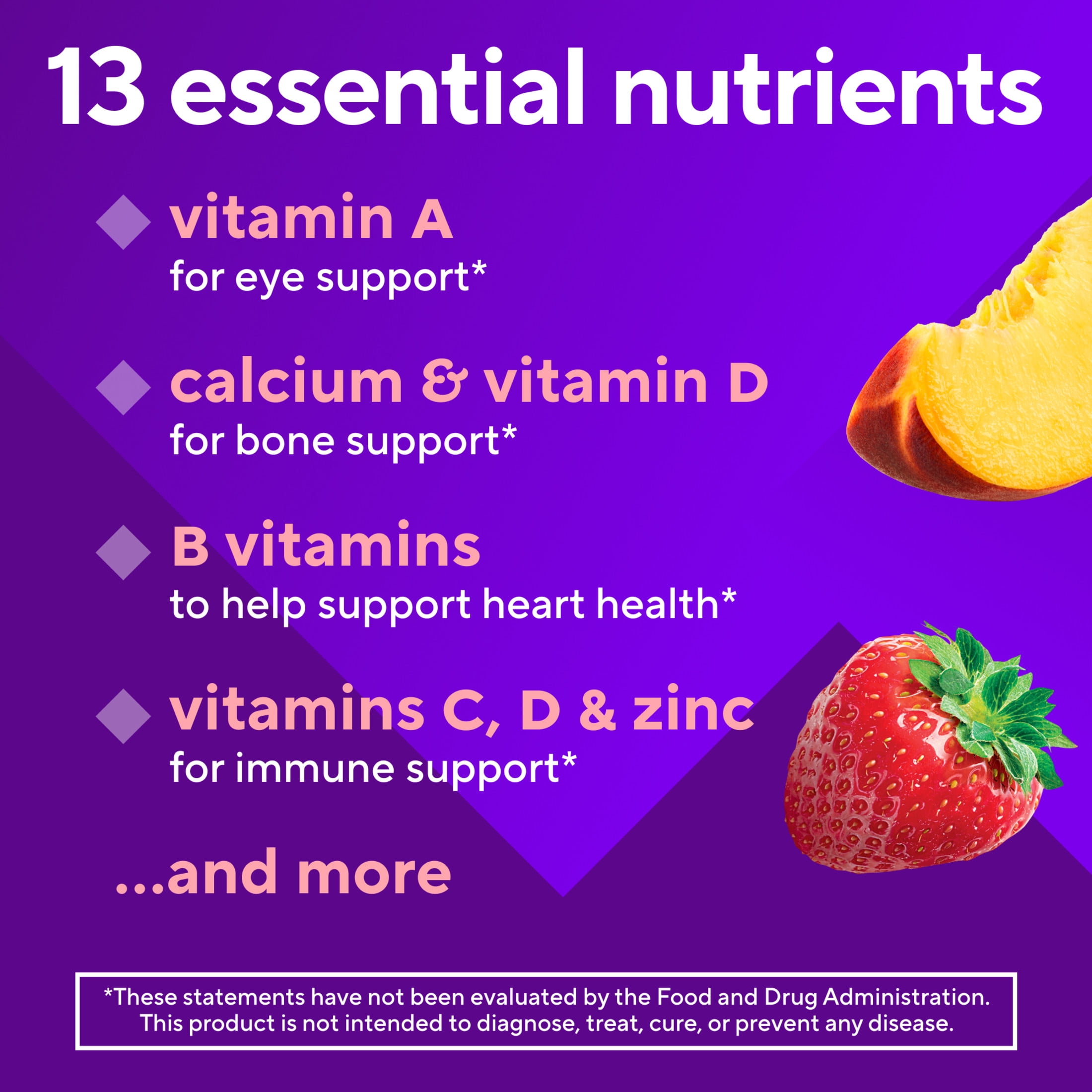 vitafusion Women's 50+ Daily Multivitamin Gummies with B Vitamins to Support Heart Health, 120 Count