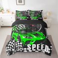 thumbnail image 2 of Erosebridal Cool Racing Car Bed in a Bag King size, Checkered Bed Set, Speed Sports Decor, Reversible 7-Piece, 2 of 5