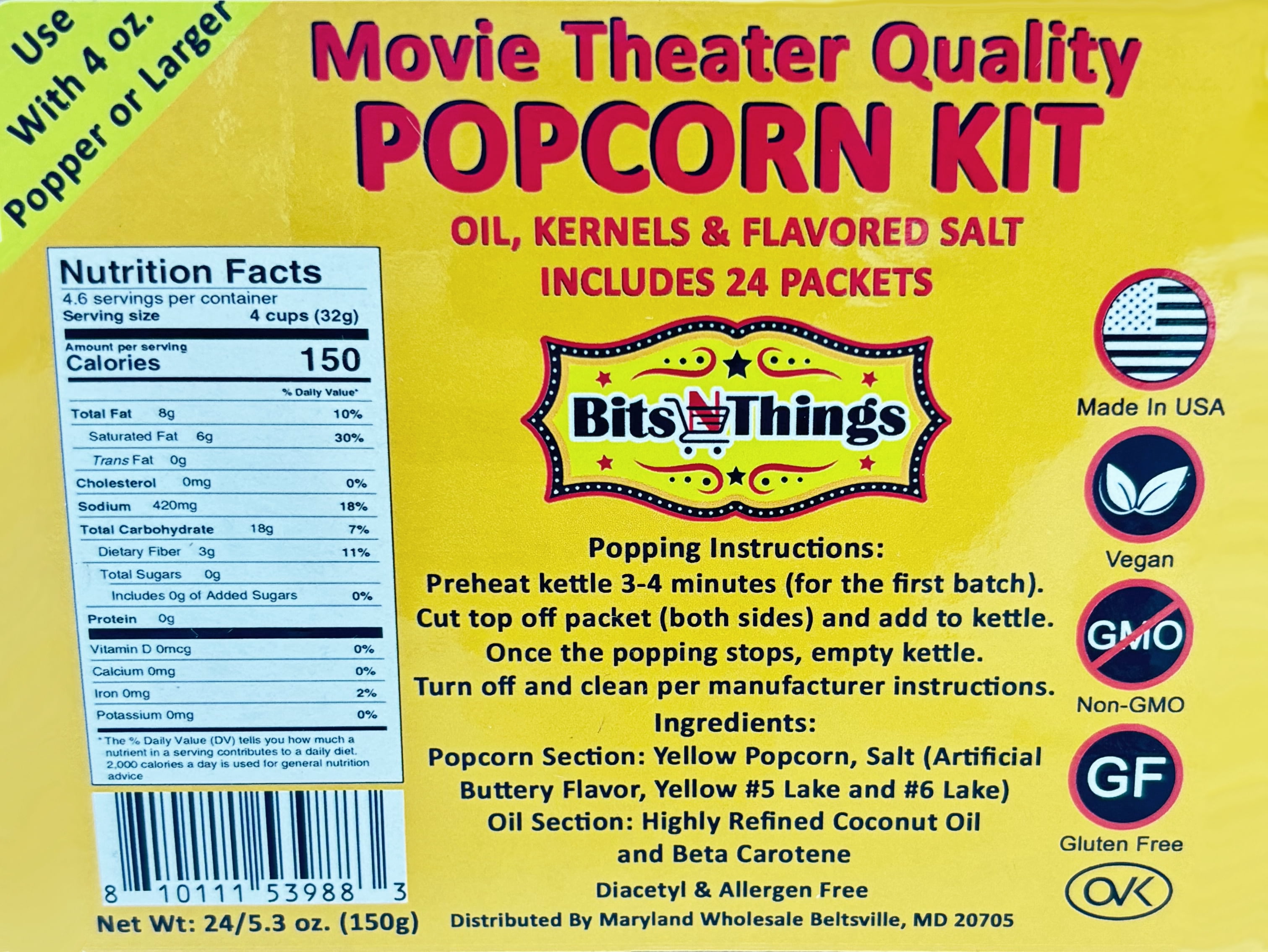 All-In-One Popcorn Kit for 4 oz. Popper - 24/Case
