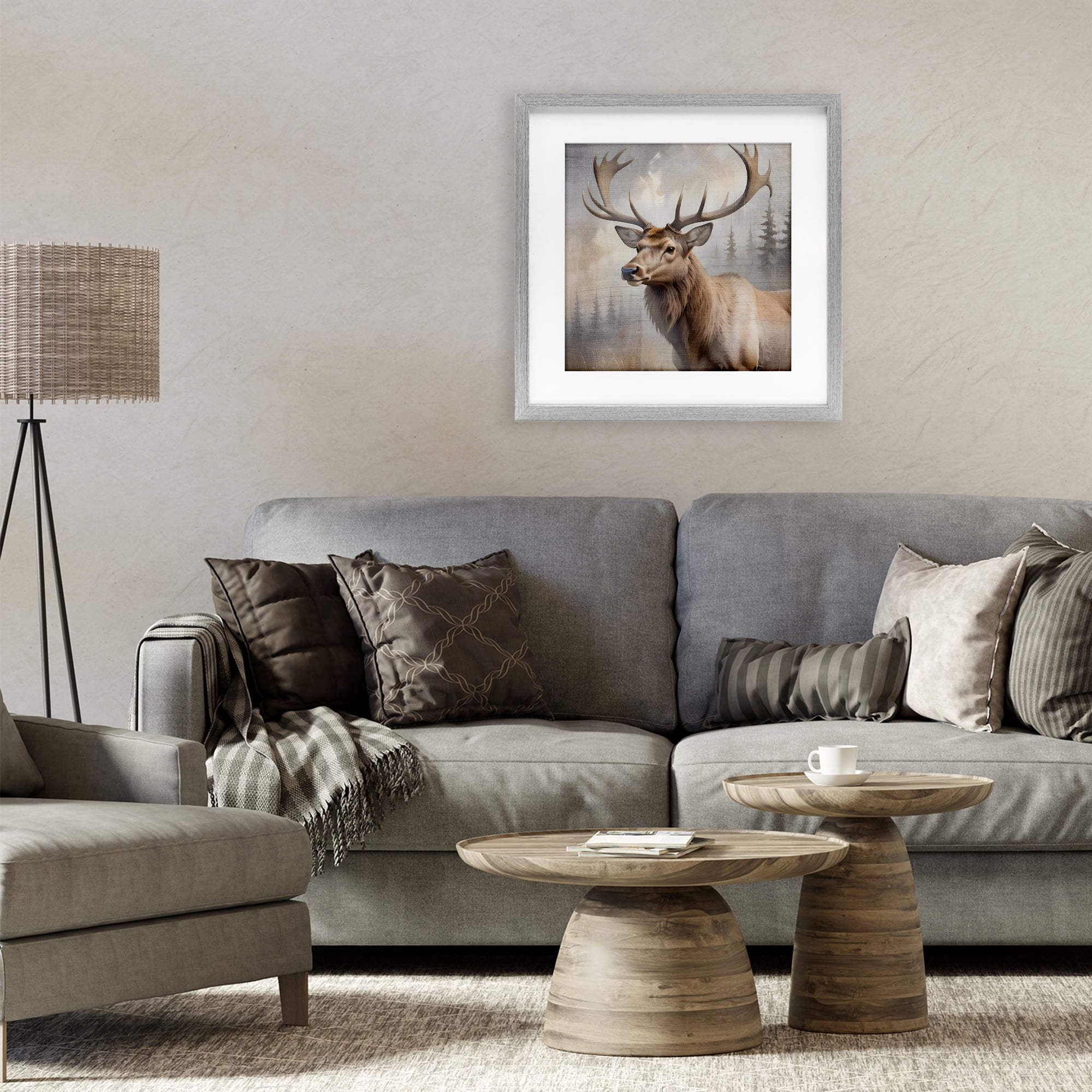 Stupell Industries Graceful Forest Stag Gray Framed Print Under Glass, design by Susan Arnot