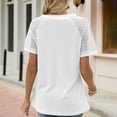 thumbnail image 4 of Blusa tipo túnica blanca con escote en V y mangas de encaje, sencilla y elegante para citas informales de mujer, talla S, 4 of 6