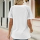 thumbnail image 4 of Blusa tipo túnica blanca con escote en V y mangas de encaje, sencilla y elegante para citas informales de mujer, talla S, 4 of 6