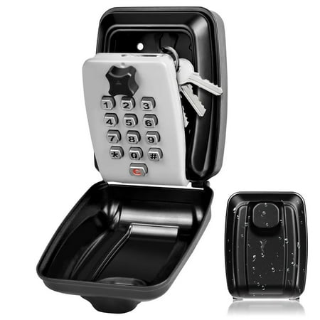 Key Lock Box Waterproof Wall Mount Lock 12-Digit Combination Resettable Large Capacity Security Additional Security