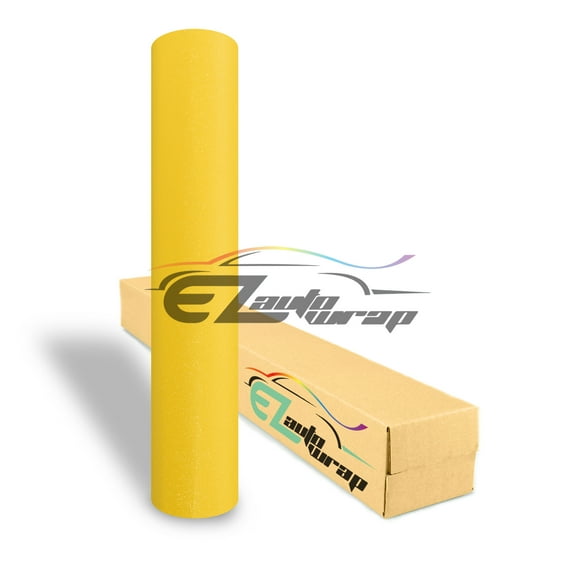 EZAUTOWRAP Matte Yellow Frosted Sparkle Car Vinyl Wrap Vehicle Sticker Decal Film Sheet Peel And Stick With Air Release Technology Decoration Wallpaper