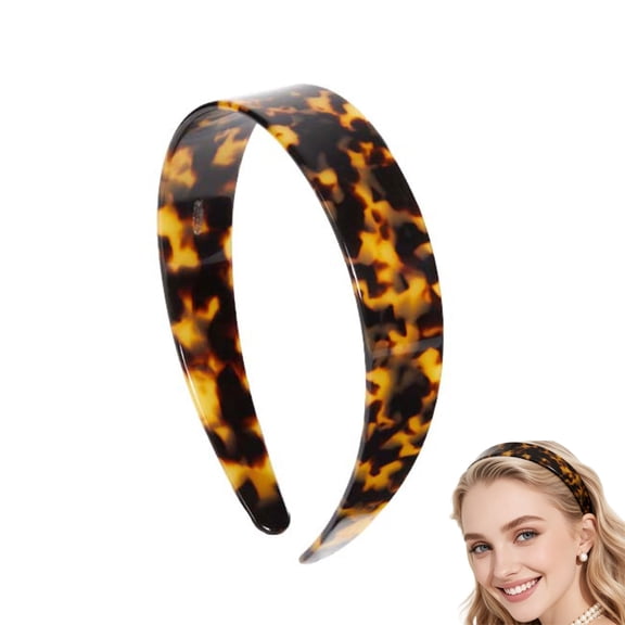 Wide Tortoise Shell Headband for Women 1.5in Thick Acetate Headband with Anti-Slip Teeth - No Slip Retro Tortoise Headband for Face Washing, Makeup, Gym & Daily Wear