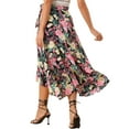 thumbnail image 3 of MODA NOVA Juniors Floral Print Ruffle Self Tie Knot Split Beach Wrap Midi Skirt, 3 of 5