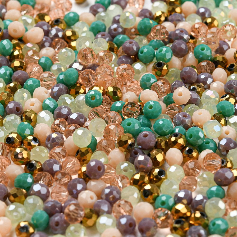 500 g Glass Beads Faceted Rondelle Blanched Almond 4x3mm Hole: 0.4mm 6800pcs/500g