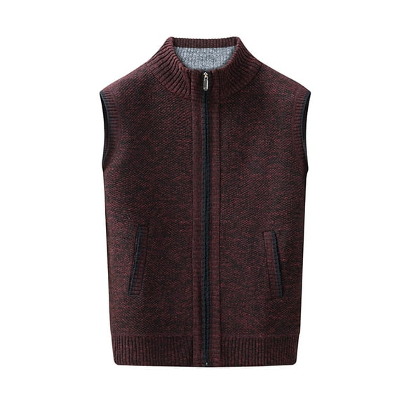 KyCheLot Men's Knit Sweater Vest Casual Slim Full Zip with Pockets Cardigan Sweater