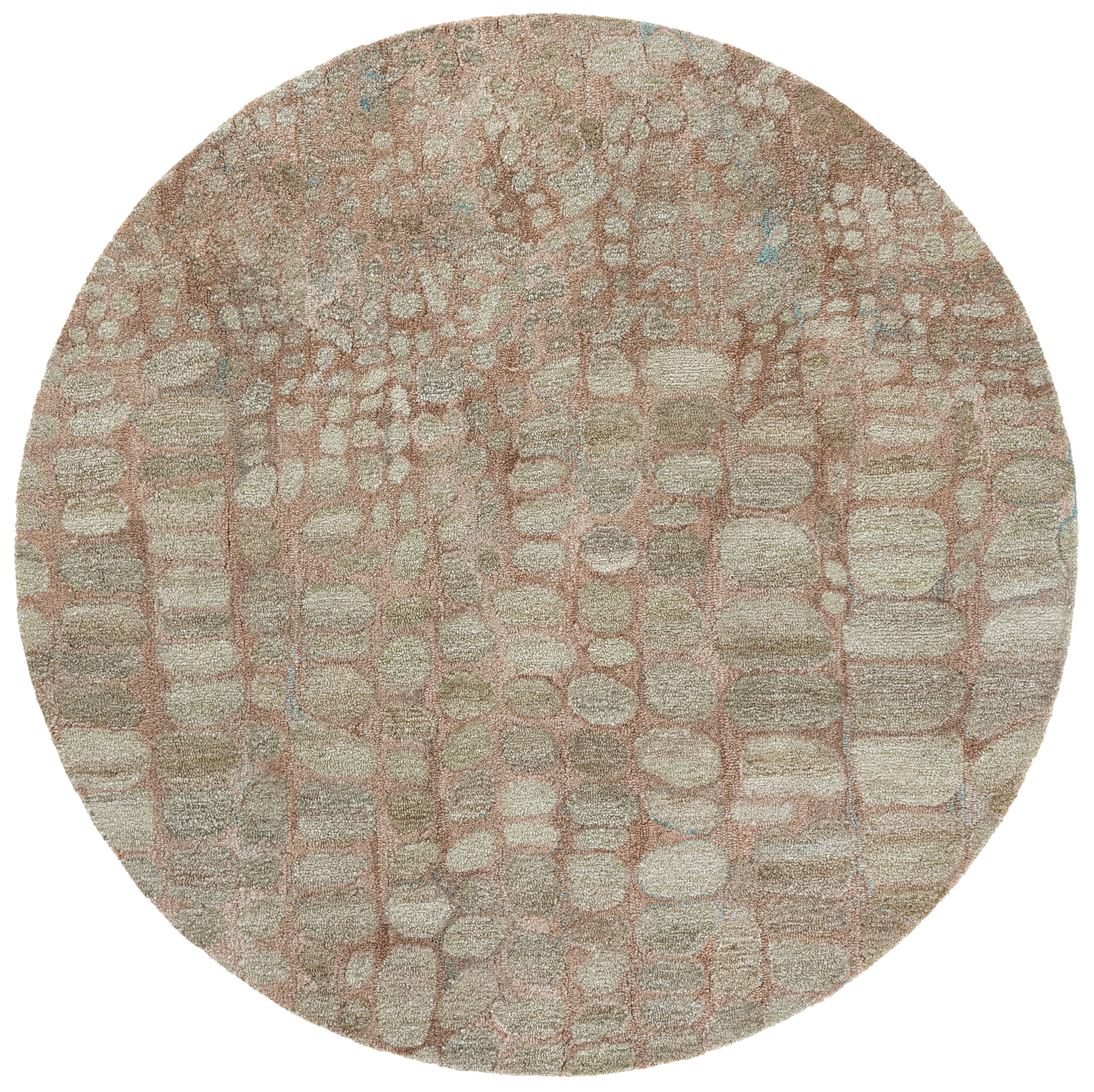 SAFAVIEH Abstract Normand Abstract Area Rug, Light Green/Blush, 6' x 6' Round