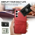 thumbnail image 2 of SaniMore Case for Samsung Galaxy S24 6.2" 2024, Card Slots [Up to 2] Wear-resistant PU Leather Skin Shockproof PC Backplane Anti-fall Slim Lightweight Shell for Samsung Galaxy S24,  Red, 2 of 5