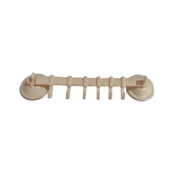 Injueey Colgador de pared para baño, estante con 6 ganchos, ventosa colgante, ventosa para toallas sin clavos, plástico sin costuras para Type2 NO2
