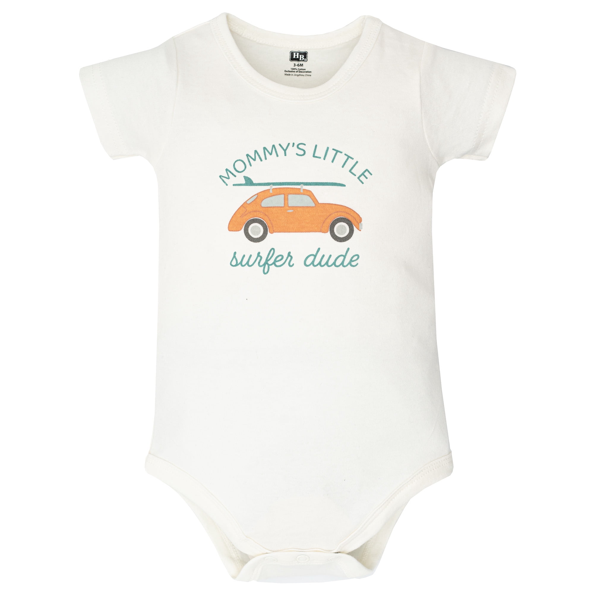 Hudson Baby Boy Cotton Bodysuit, Shorts and Shoe Set, Mommys Surfer Dude, 6-9 Months