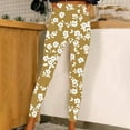 thumbnail image 2 of TFEOQRY Women's Yoga Pants Floral Print Tight Full Length Pants Medium Waist Trousers Yellow, 2 of 4