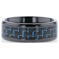 thumbnail image 5 of ZAYDEN Black Titanium Ring with Blue & Black Carbon Fiber Inlay and Bevels - 8mm, 5 of 5