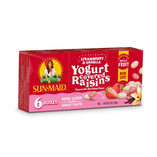 SunMaid Yogurt Raisins, Strawberry & Vanilla, 6 ct, 1 oz