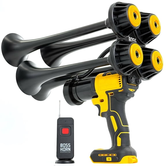 BossHorn Boss Series Train Horn, Compatible with DeWalt 20 Volt Batteries
