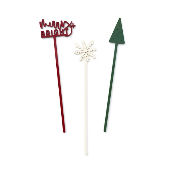 Modern Christmas Drink Stirrers, Set of 12