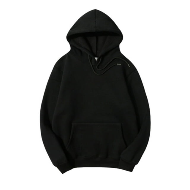 Jalioing Cotton Sweatshirt for Men Long Sleeve Solid Color Hooded Casual Pullover Loose Basic Drawstring Hoodies