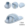 thumbnail image 5 of Abomasnow Women's Fuzzy Open Toe Slippers Comfy Cross Band Memory Foam Bedroom House Shoes Indoor Outdoor Slides Slippers, 5 of 8