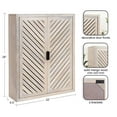 thumbnail image 3 of Kate and Laurel Mezzeta Decorative Coastal Two-Door Floating Bathroom Cabinet, 22 x 7 x 28, Whitewash, Decorative Over Toilet Storage Cabinet Made from Solid Mango Wood with Slatted Chevron Design, 3 of 9