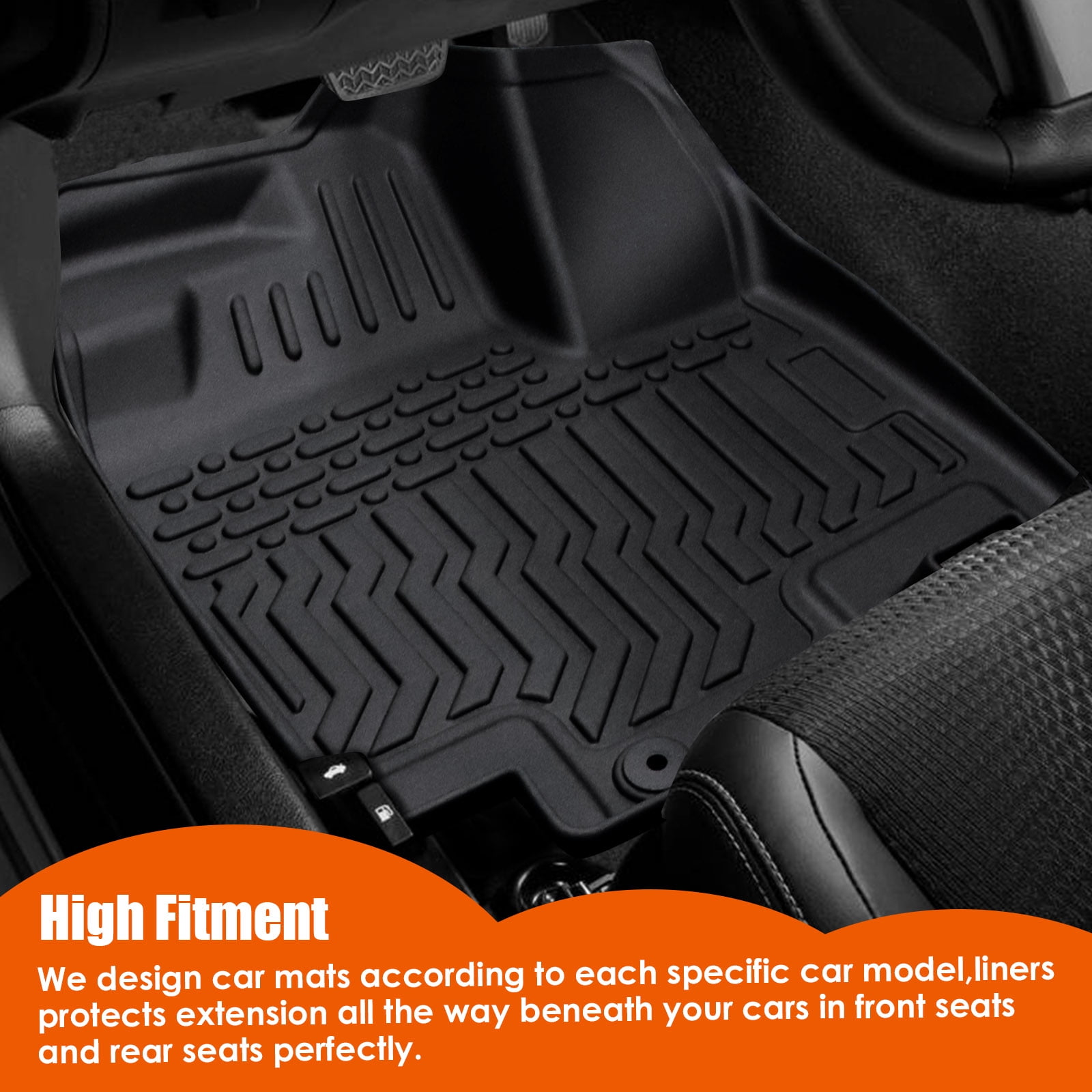 Rubber Car Floor Set - 3-Piece All-Weather Protection-TPE Rubber Car Floor Mats