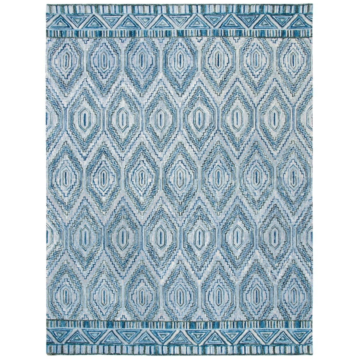 SAFAVIEH Aspen Eglantine Geometric Diamonds Wool Area Rug, Grey/Blue, 5' x 8'