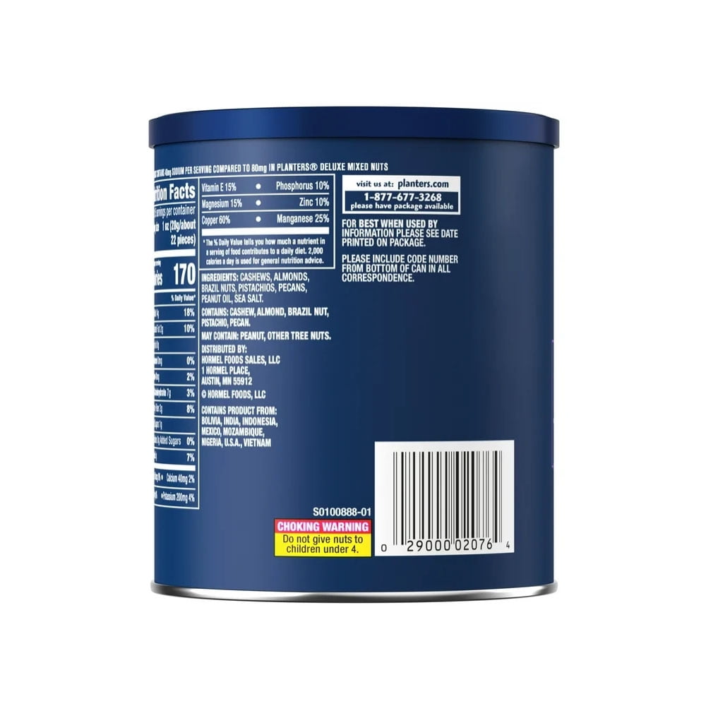 PLNTERS Deluxe Lightly Salted Mixed Nuts, Party Snacks, Plant-Based Protein 15.25oz (2 Canister)  WITH SPOON