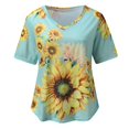 thumbnail image 4 of Camiseta de manga corta suelta con cuello en V estampada a la moda para mujer Pompotops  hkajfhjk471079, 4 of 4