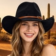 thumbnail image 2 of Felt Cattleman Cowboy Hat Wide Brim Shapeable Western Hat for Women Cowgirl Rodeo Party Halloween Country Festival, 2 of 5