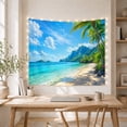 thumbnail image 5 of Tropical Coastal Landscape with Palm Trees on Sandy Shore, Serene Coastal for Beach Lovers, Nature Wall Art Decor Housewarming Gift Tapestry Wall Hanging for Living Room and Bedroom, 5 of 7