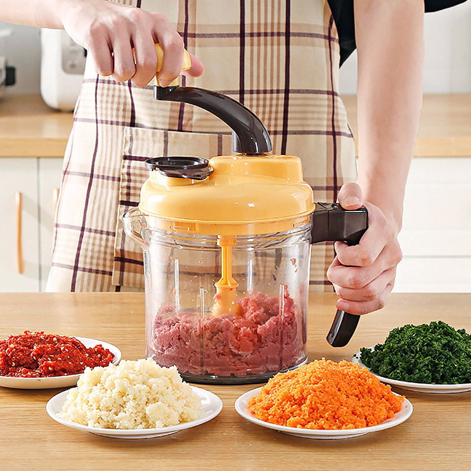 HXAZGSJA Hand Crank Food Processor Manual Food Chopper Egg Blender  Vegetable Dicer Mincer Fruit Chopper 