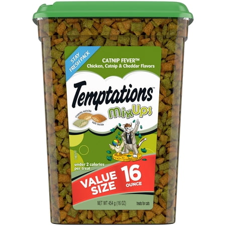 Temptations Mixups Crunchy and Soft Cat Treats Catnip Fever Flavor, 16 oz. Tub