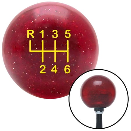 American Shifter Yellow Shift Pattern 25n Red Metal Flake Shift Knob with M16 x 1.5 Insert Shifter Brody