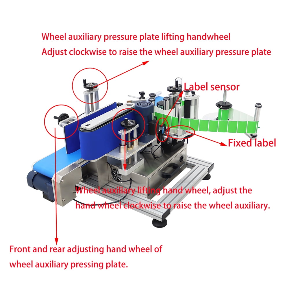 Conveyor Round Bottle High Speed Labeling Machine Automatic Round Bottle Label Applicator Desktop Labeler Maker with Emergency Stop Switch and Touch Screen 110V