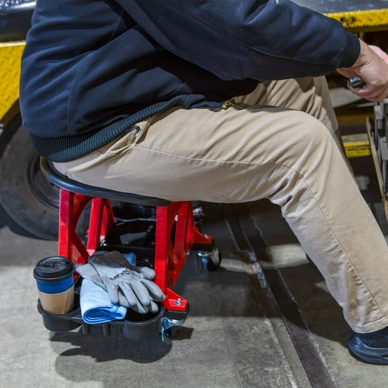 Stalwart Creepers Automotive Stool Chair with Wheels and Tool