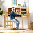 thumbnail image 3 of Guidecraft Kids' Media Desk with Hutch and Chair Set  Natural: Kids Table and Chair Set, Computer Desk with Storage Hutch, Kids Bedroom Furniture Set, 3 of 8