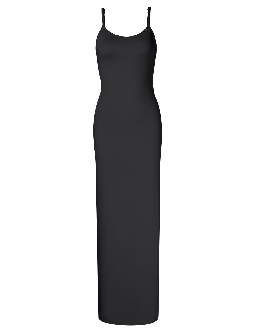 black spaghetti strap slip dress