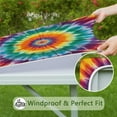 thumbnail image 6 of Rainbow Tie Dye Mandala Pattern Square Fitted Tablecloth with Elastic Edge,Square Table Cover,Washable Elastic Table Cover for Home Kitchen Party Decor 36"x36", 6 of 6