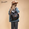 thumbnail image 3 of Wrangler Backpack Purse for Women Men Floral Tooled Designer Travel Bags, Black, 3 of 7